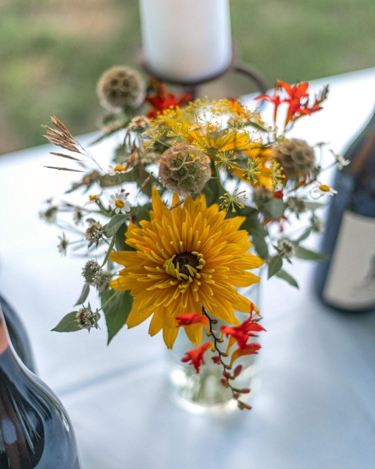 Bouquet of Flowers on Catering Table at Wedding Private event venue in the Catskills, NY. Event space available for weddings and special occasions.