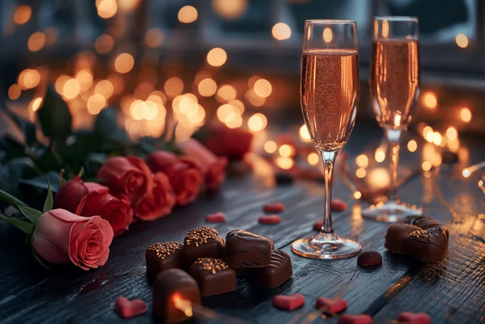 Champagne, chocolates and flowers for Valentine's Day